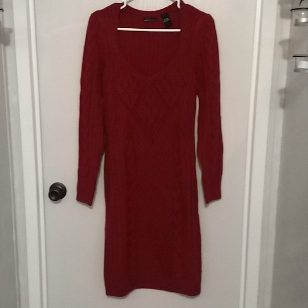 Women's soft red sweater dress